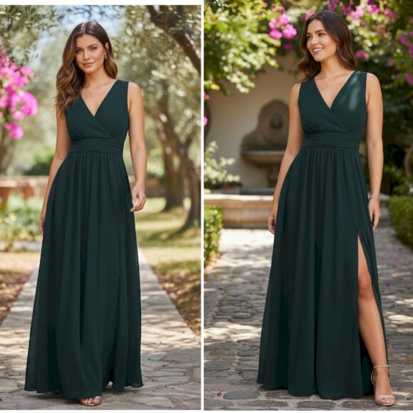 Lulus Thoughts of Hue Emerald Green Surplice Maxi Dress Medium New with tags NWT - Picture 7 of 11